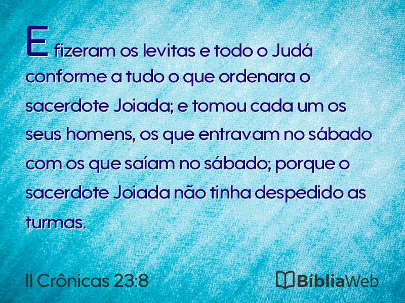 II Crônicas 23:8 em imagem para compartilhar