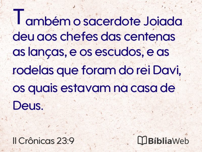 II Crônicas 23:9 em imagem para compartilhar