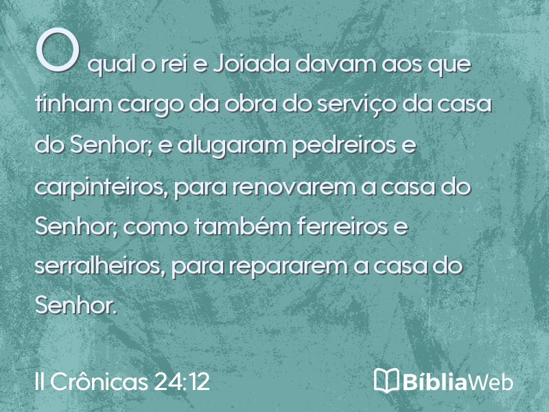 II Crônicas 24:12 em imagem para compartilhar