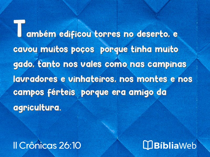 II Crônicas 26:10 em imagem para compartilhar
