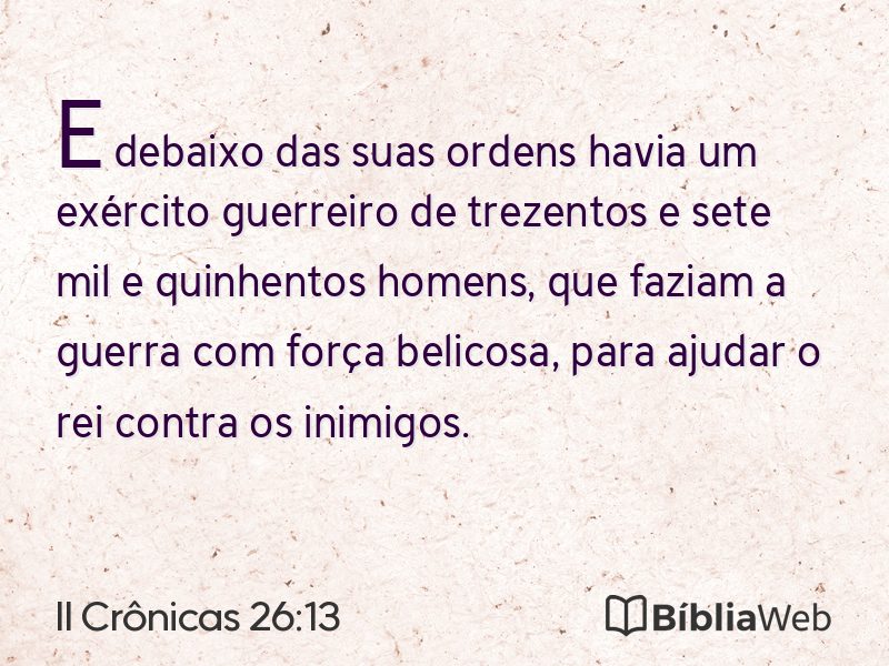 II Crônicas 26:13 em imagem para compartilhar