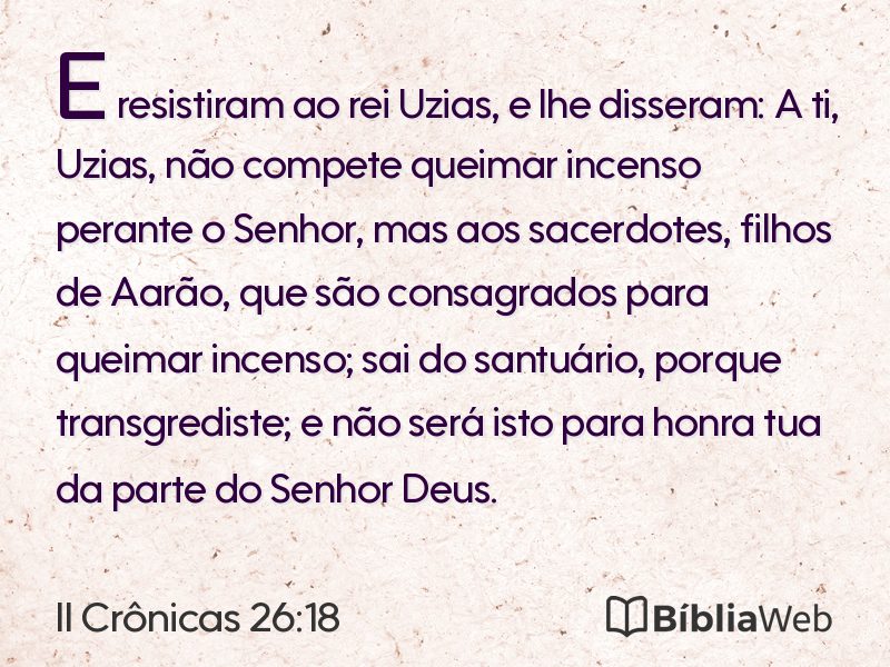 II Crônicas 26:18 em imagem para compartilhar