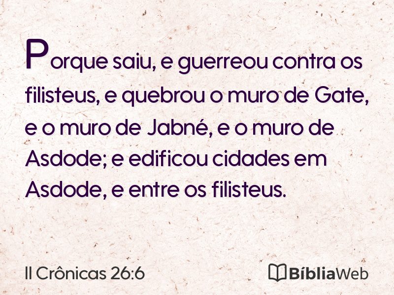 II Crônicas 26:6 em imagem para compartilhar