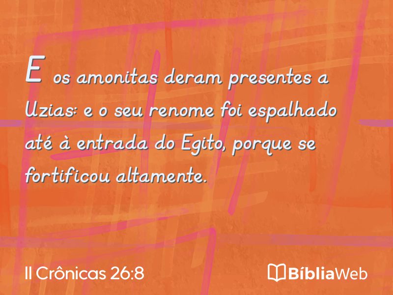 II Crônicas 26:8 em imagem para compartilhar