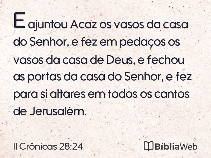 II Crônicas 28:24 em imagem para compartilhar