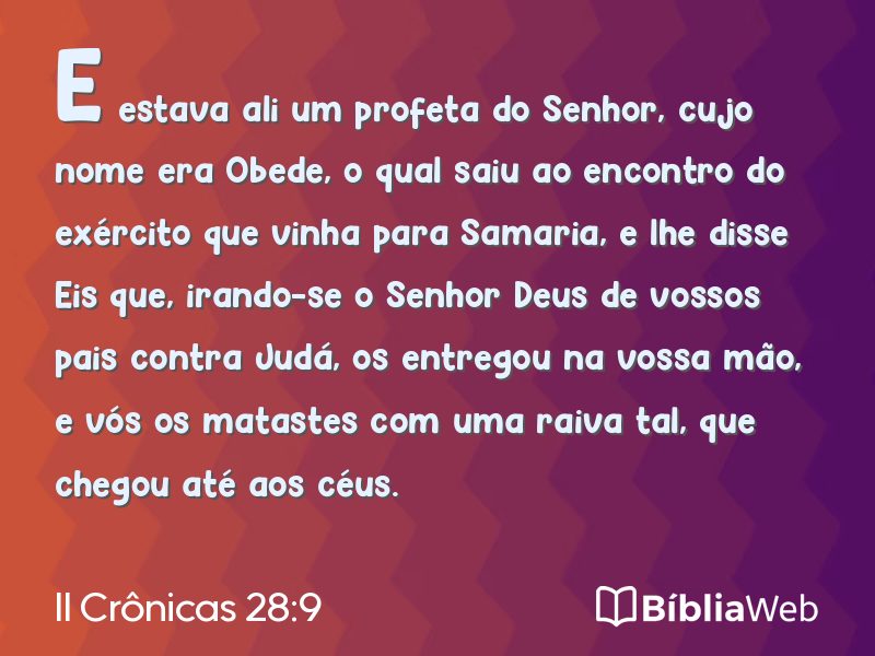 II Crônicas 28:9 em imagem para compartilhar