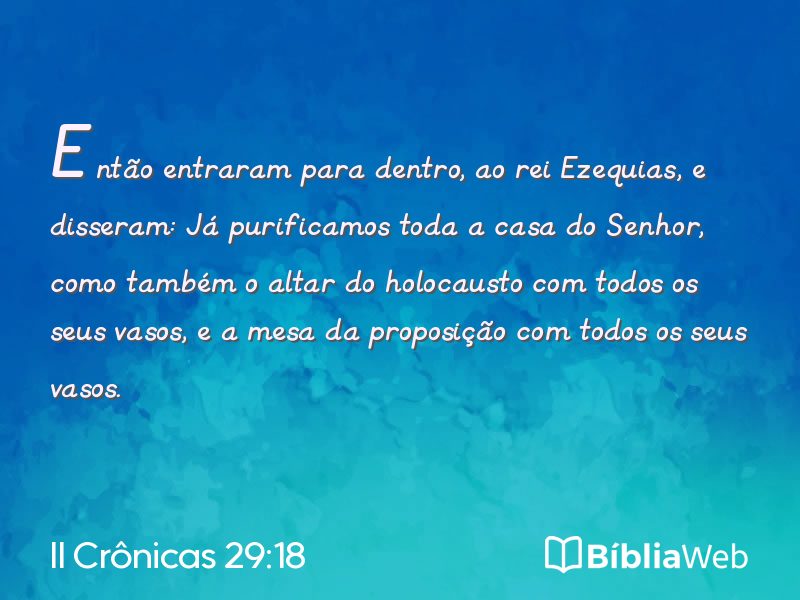 II Crônicas 29:18 em imagem para compartilhar