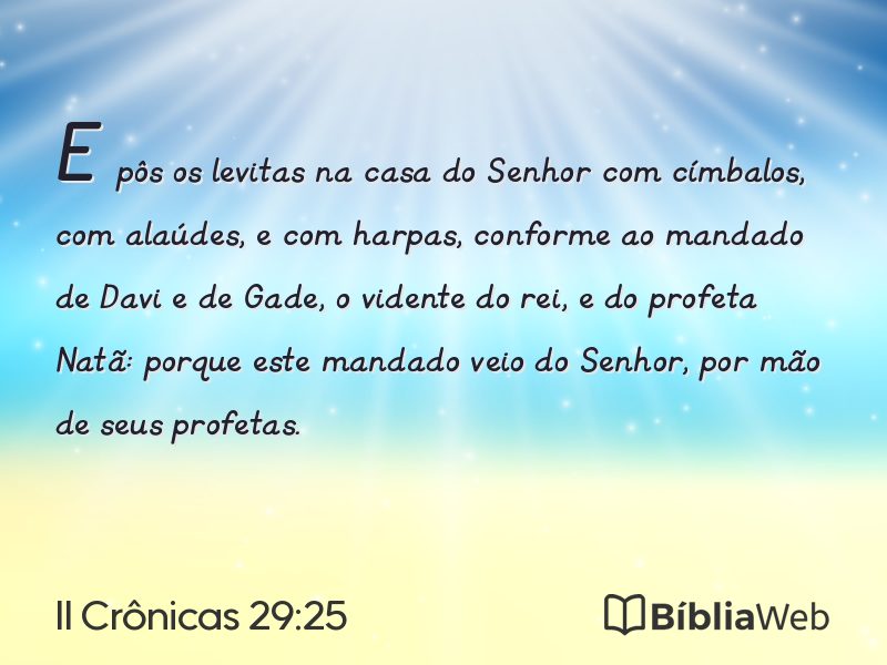 II Crônicas 29:25 em imagem para compartilhar