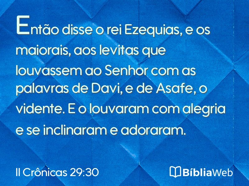 II Crônicas 29:30 em imagem para compartilhar