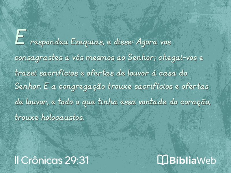 II Crônicas 29:31 em imagem para compartilhar