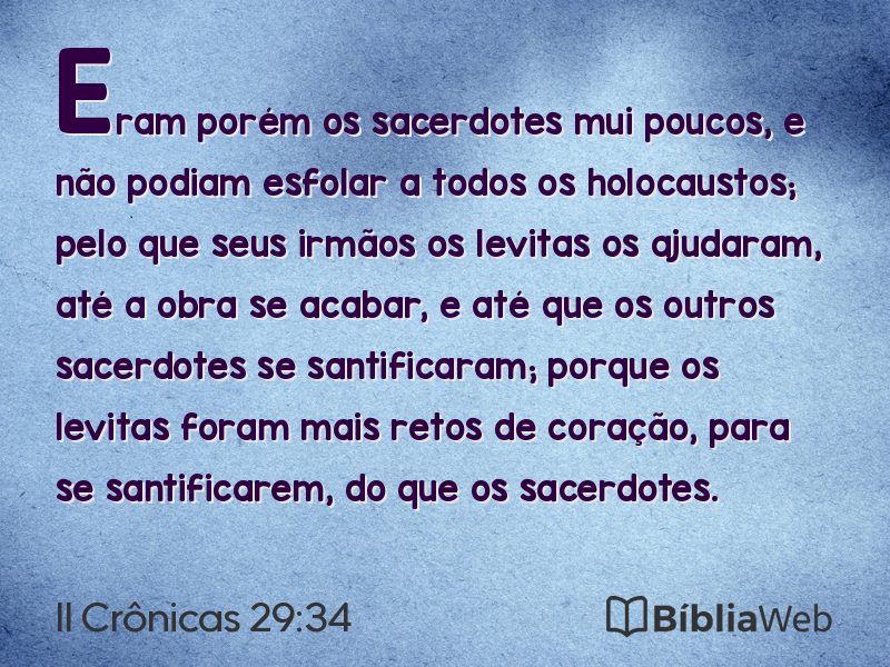II Crônicas 29:34 em imagem para compartilhar