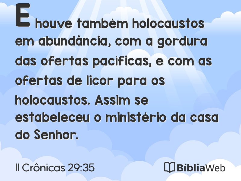 II Crônicas 29:35 em imagem para compartilhar