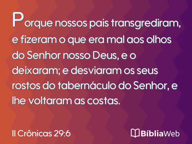 II Crônicas 29:6 em imagem para compartilhar