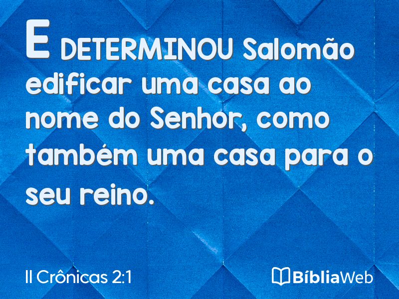 II Crônicas 2:1 em imagem para compartilhar