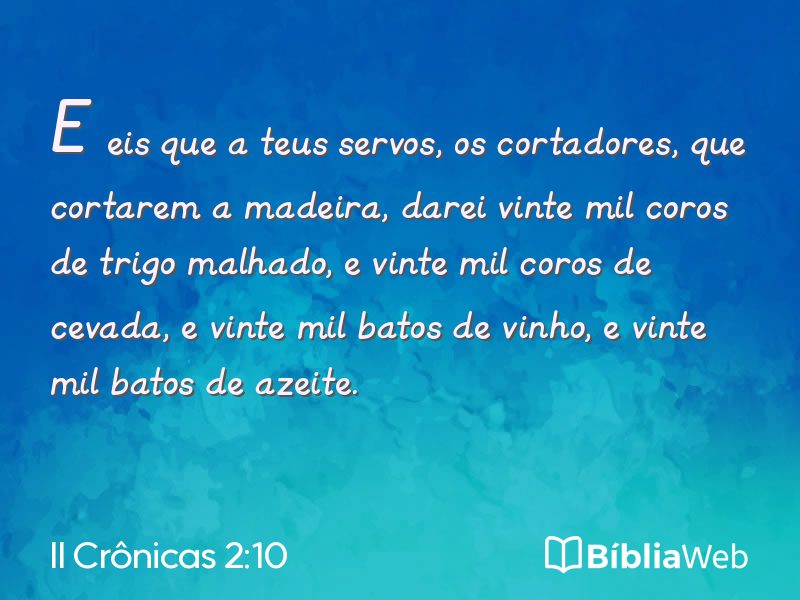 II Crônicas 2:10 em imagem para compartilhar