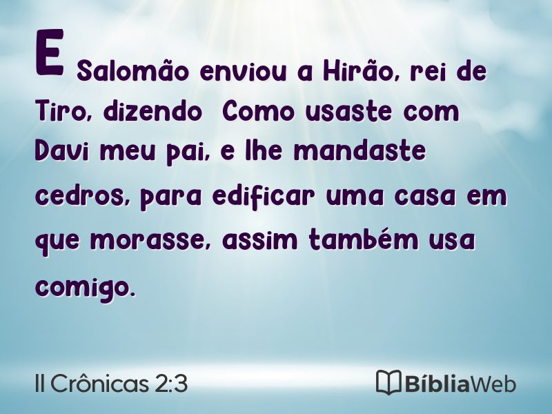 II Crônicas 2:3 em imagem para compartilhar