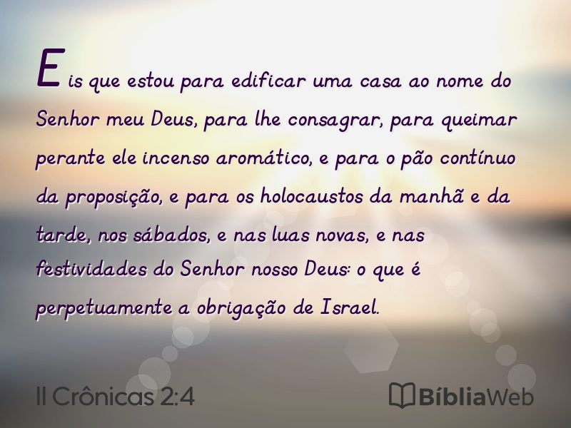 II Crônicas 2:4 em imagem para compartilhar
