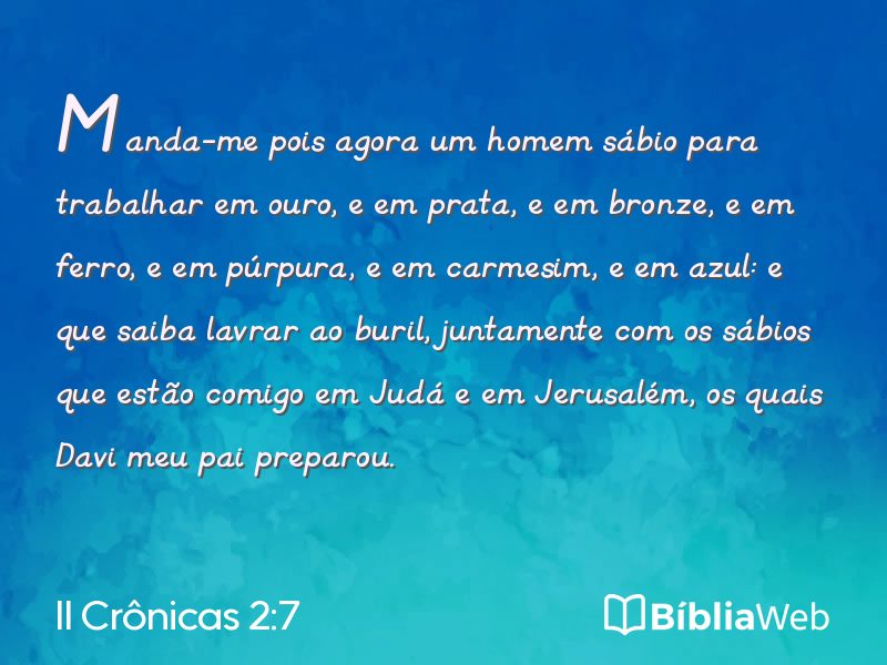 II Crônicas 2:7 em imagem para compartilhar