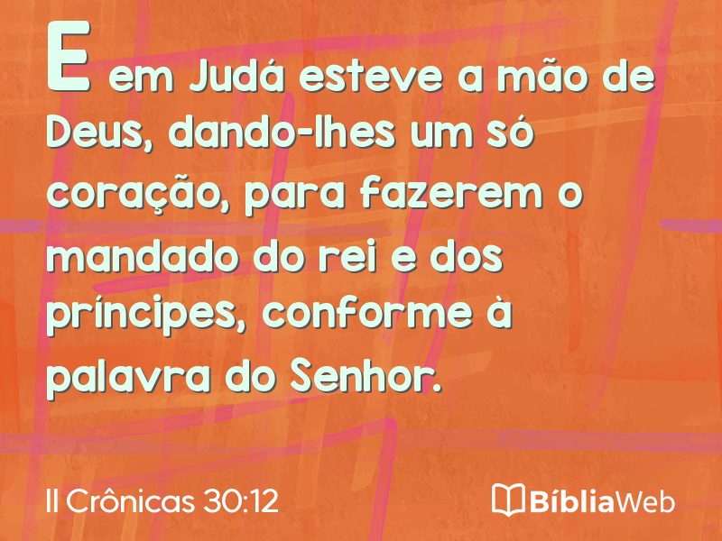 II Crônicas 30:12 em imagem para compartilhar