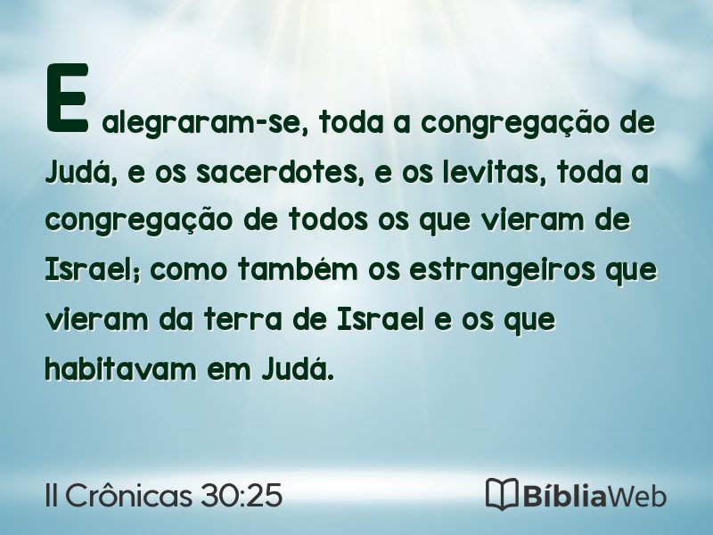 II Crônicas 30:25 em imagem para compartilhar