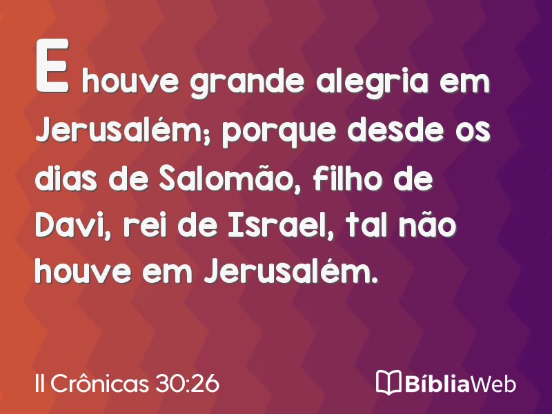 II Crônicas 30:26 em imagem para compartilhar