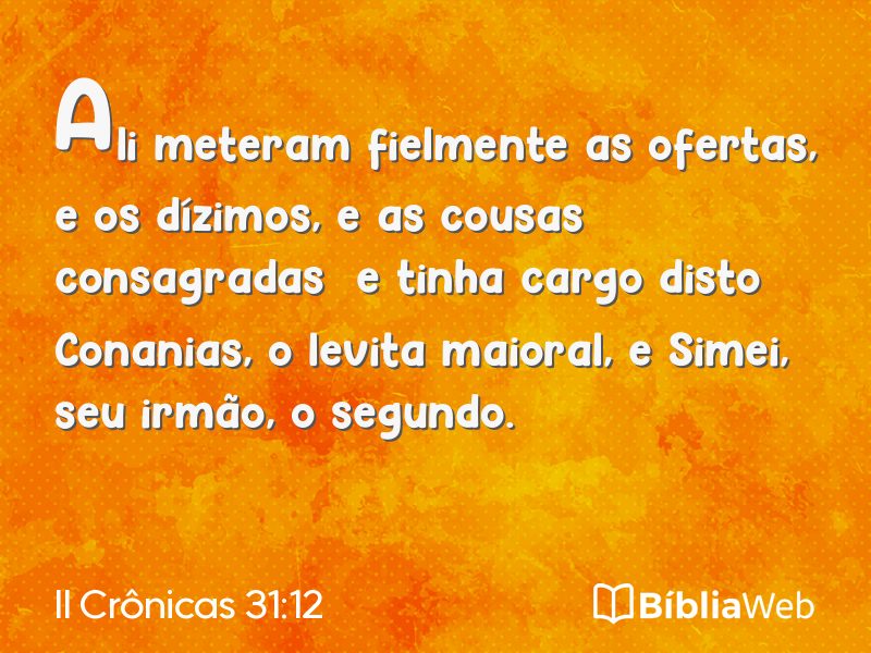 II Crônicas 31:12 em imagem para compartilhar