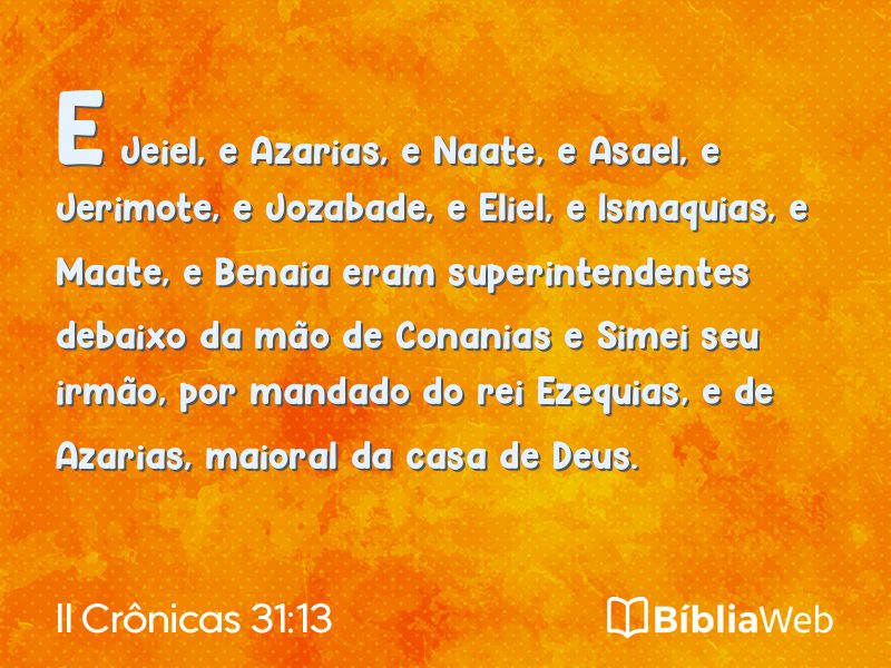 II Crônicas 31:13 em imagem para compartilhar