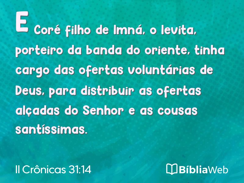 II Crônicas 31:14 em imagem para compartilhar