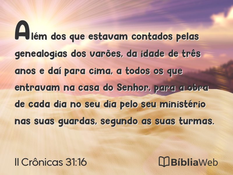 II Crônicas 31:16 em imagem para compartilhar