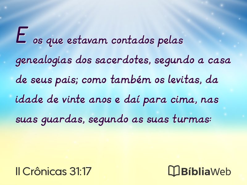 II Crônicas 31:17 em imagem para compartilhar