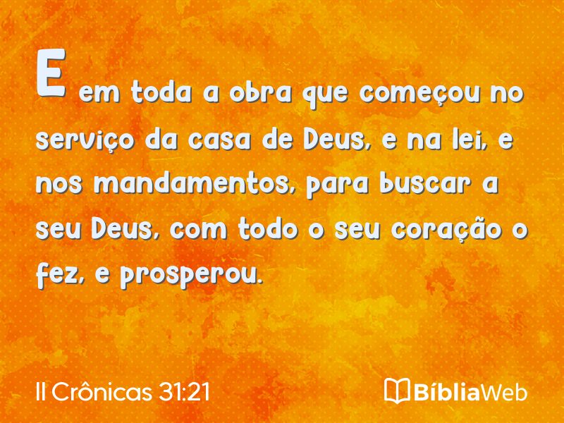 II Crônicas 31:21 em imagem para compartilhar