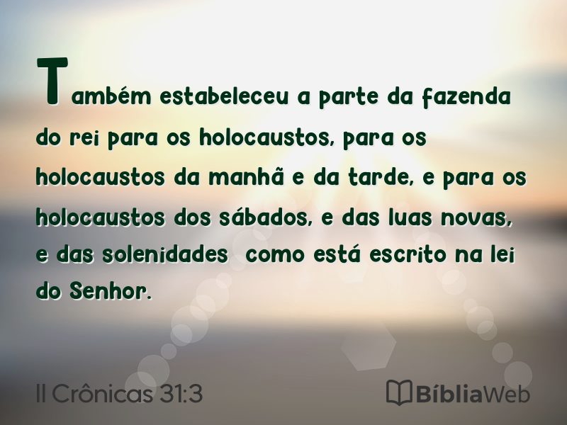 II Crônicas 31:3 em imagem para compartilhar