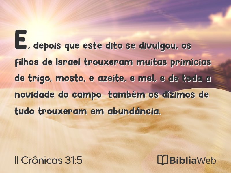 II Crônicas 31:5 em imagem para compartilhar