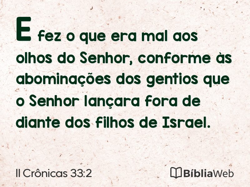 II Crônicas 33:2 em imagem para compartilhar