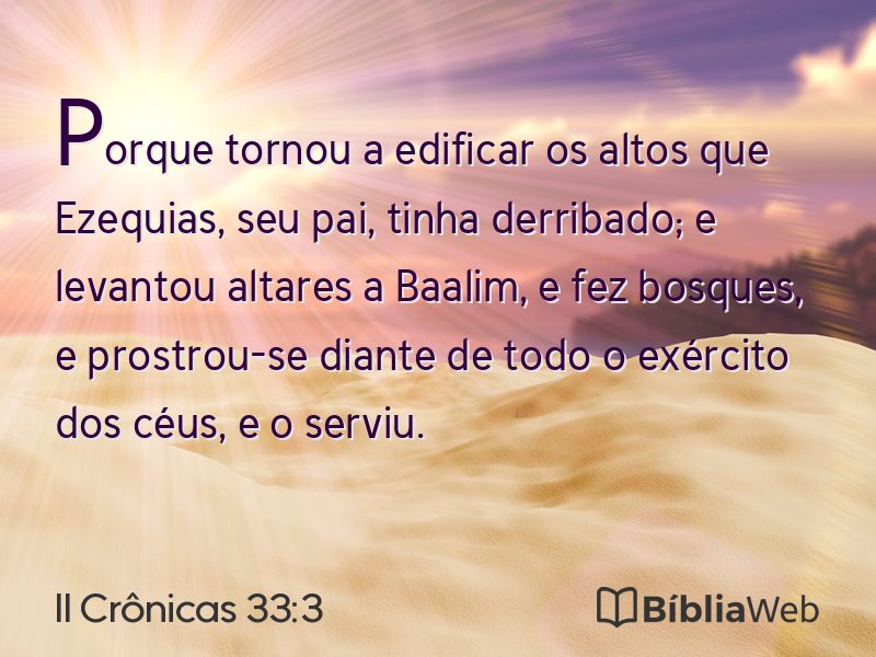 II Crônicas 33:3 em imagem para compartilhar