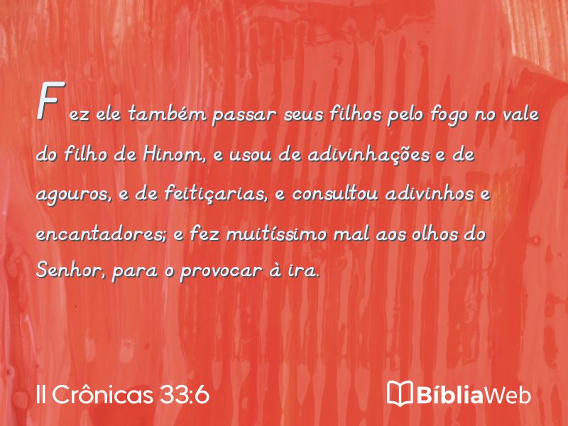 II Crônicas 33:6 em imagem para compartilhar