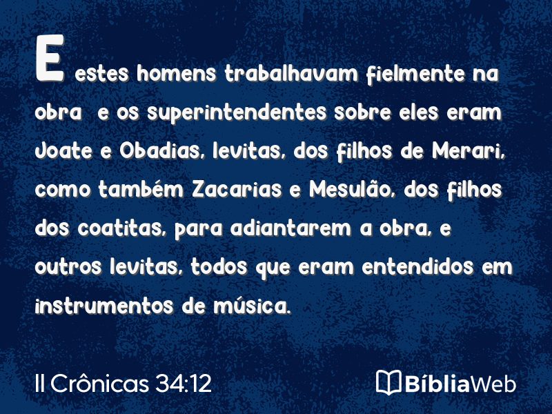 II Crônicas 34:12 em imagem para compartilhar