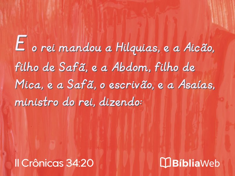 II Crônicas 34:20 em imagem para compartilhar