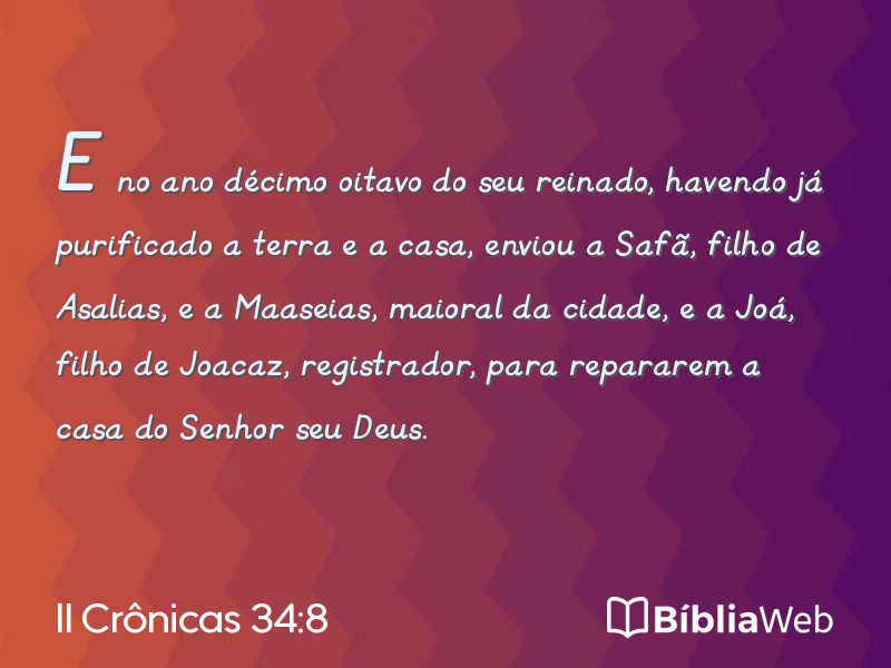 II Crônicas 34:8 em imagem para compartilhar
