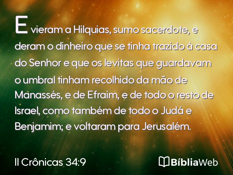 II Crônicas 34:9 em imagem para compartilhar