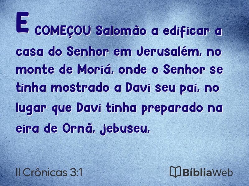 II Crônicas 3:1 em imagem para compartilhar