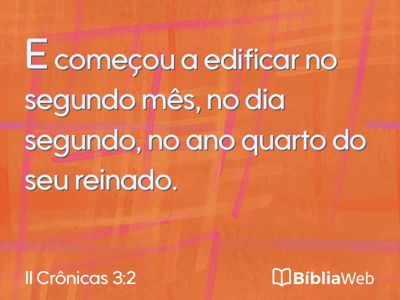 II Crônicas 3:2 em imagem para compartilhar