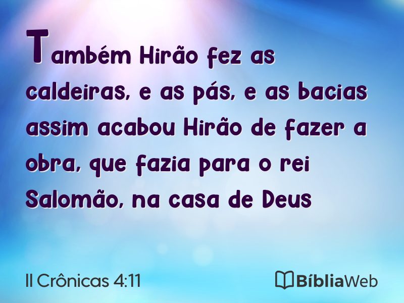 II Crônicas 4:11 em imagem para compartilhar