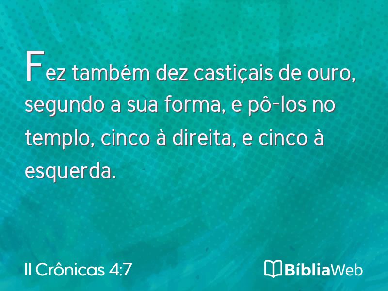 II Crônicas 4:7 em imagem para compartilhar