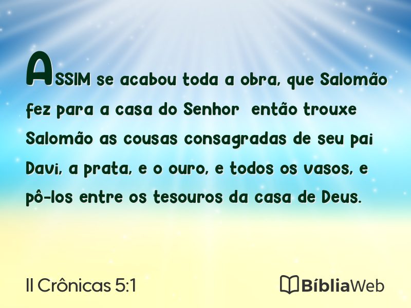 II Crônicas 5:1 em imagem para compartilhar