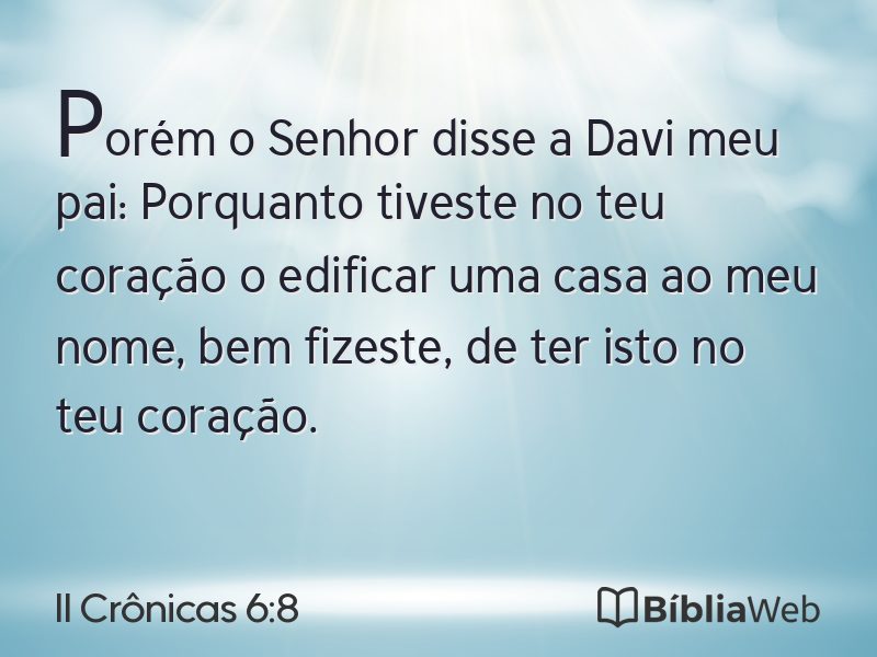 II Crônicas 6:8 em imagem para compartilhar