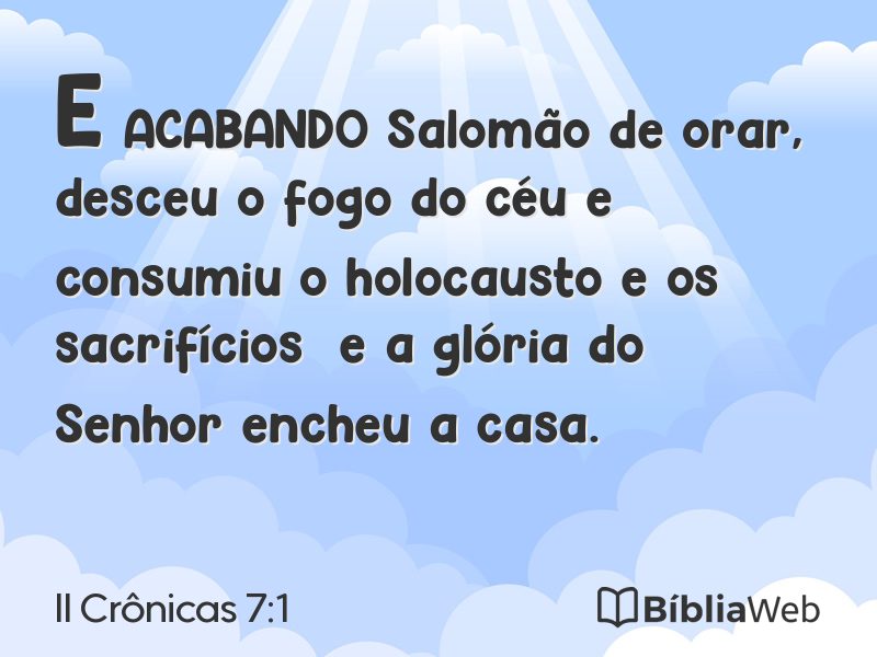 II Crônicas 7:1 em imagem para compartilhar
