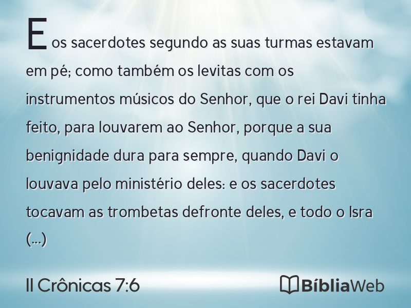 II Crônicas 7:6 em imagem para compartilhar