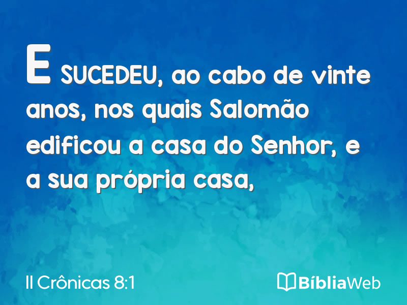 II Crônicas 8:1 em imagem para compartilhar