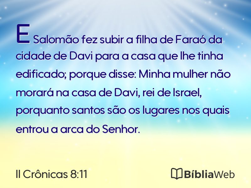 II Crônicas 8:11 em imagem para compartilhar
